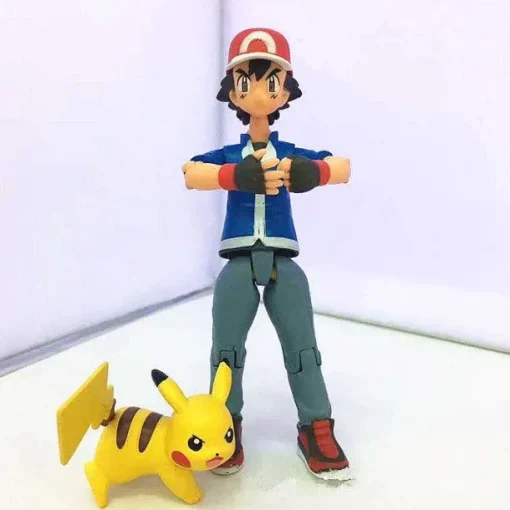 Pkm.store Pokemon Figuren-Ash Ketchum Mit Pikachu, Glumanda Und Schiggy Action Spiel Figur