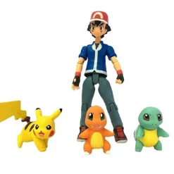 Pkm.store Pokemon Figuren-Ash Ketchum Mit Pikachu, Glumanda Und Schiggy Action Spiel Figur