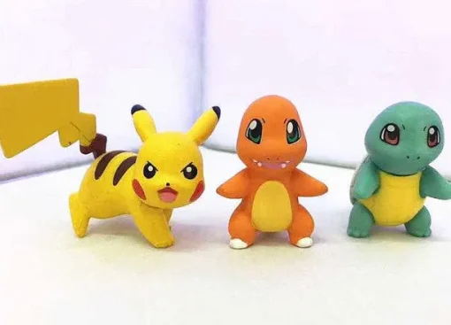 Pkm.store Pokemon Figuren-Ash Ketchum Mit Pikachu, Glumanda Und Schiggy Action Spiel Figur