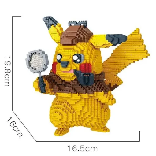Pkm.store Detektiv Pikachu-Detektiv Pikachu Baustein-Modell (15Cm X 15Cm X 15Cm)