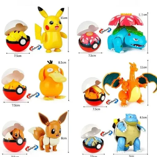 Pkm.store Pokeball & Pokebälle-6Er Set Grose Pokebälle Mit Pokemon Figuren Spielzeug