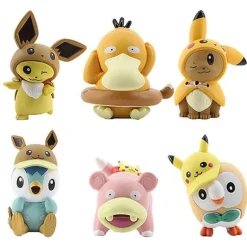 Pkm.store Pokemon Figuren-Evoli Eevee, Pikachu, Enton Etc. Cosplay Figuren - 6 Stk. Om Set