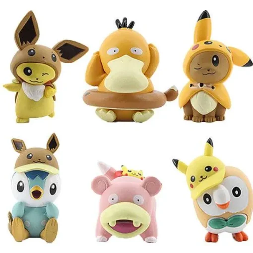 Pkm.store Pokemon Figuren-Evoli Eevee, Pikachu, Enton Etc. Cosplay Figuren - 6 Stk. Om Set