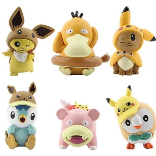 Pkm.store Pokemon Figuren-Evoli Eevee, Pikachu, Enton Etc. Cosplay Figuren - 6 Stk. Om Set