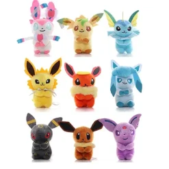 Pkm.store Pokemon Kuscheltiere-Evoli Entwicklungen Kuscheltiere Im 9Er Set (Ca. 11Cm) Mit Evoli,Feelinare, Blitza, Nachtara Etc.