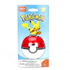 Pkm.store Pokemon Spielzeug-Mega Construx Pokemon Pokeball (Pikachu, Mauzi, Glumanda, Bisasam, Schiggy Pummeluff) Mit Pokemon Ball