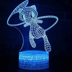 Pkm.store Sonstiges Merchandise-Mew Oder Mewtwo / Mewtu Nachttischlampe 3D Effekt, 16 Farben, Fernbedienung