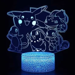 Pkm.store Pokemon Lampen & Nachtlichter-Nachtlicht Mit Pokemon Starter Motiv, Farbwechsel Und 3D Effekt