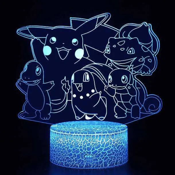 Pkm.store Pokemon Lampen & Nachtlichter-Nachtlicht Mit Pokemon Starter Motiv, Farbwechsel Und 3D Effekt