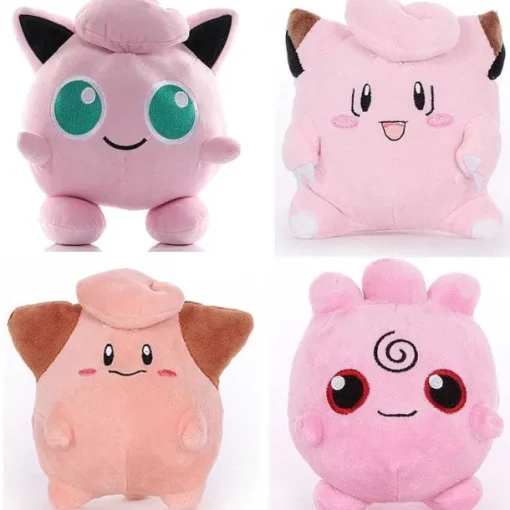 Pkm.store Pokemon Kuscheltiere-Piepi Clefairy, Pii Cleffa, Pummeluff Jigglypuff, Fluffeluff Igglybuff Pokemon Kuscheltiere