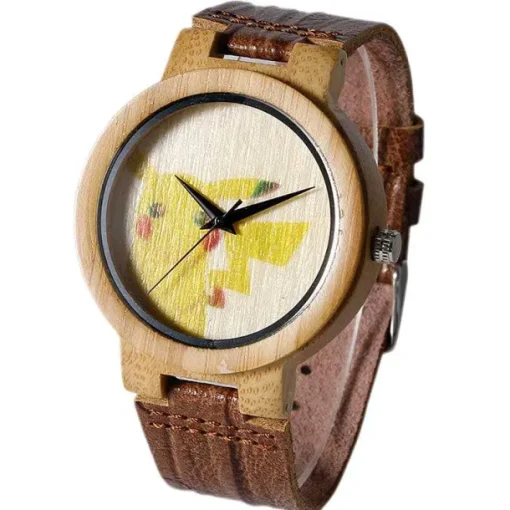 Pkm.store Uhren Und Wecker-Pikachu Pokemon Bambus Holz Armbanduhr
