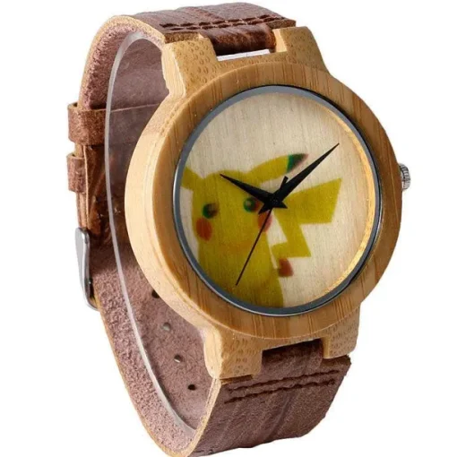 Pkm.store Uhren Und Wecker-Pikachu Pokemon Bambus Holz Armbanduhr