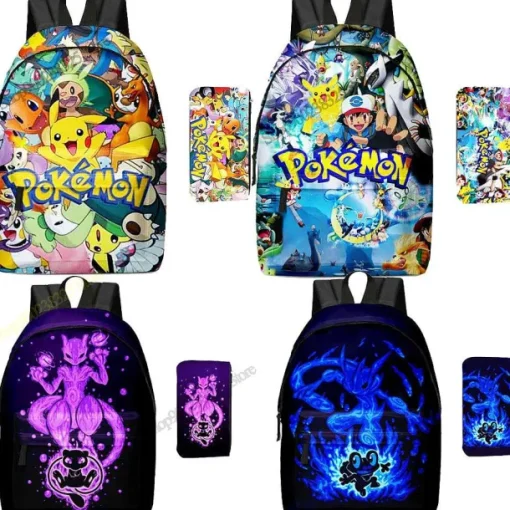 Pkm.store Rucksäcke & Taschen-Pikachu Rucksack Mit Federmappe Im Set Fur Schule Etc.