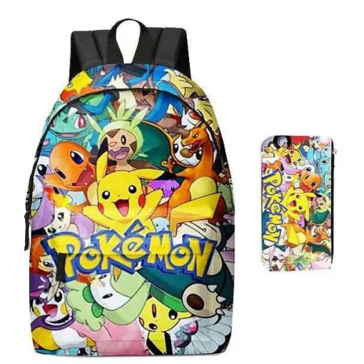 Pkm.store Rucksäcke & Taschen-Pikachu Rucksack Mit Federmappe Im Set Fur Schule Etc.