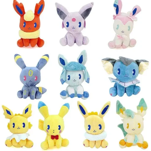 Pkm.store Pokemon Kuscheltiere-Pluschfiguren-Set Mini Pokemons, 10 Stuck - Vaporeon Leafeon Umbreon Flareon Jolteon Glaceon Espeon Eevee Sylveon