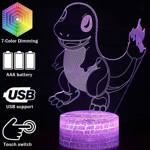 Pkm.store Pokemon Lampen & Nachtlichter-Pocket Monster Charmander Glumanda 3D Nachtlicht