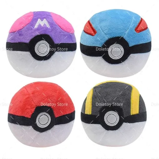 Pkm.store Pokeball & Pokebälle-Pokeball Plusch Masterballe 4 Stk. Im Set (Ca. 12Cm)