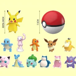 Pkm.store Pokeball & Pokebälle-Pokeball Spielzeug Mit Figur (Gengar, Pikachu, Glumanda, Bisasam, Schiggy, Enton, Mew, Evoli Etc.)