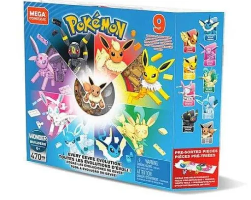 Pkm.store Pokemon Spielzeug-Pokemon Evoli Legendares Evolitionsset Mit 9 Figuren Mit 470 Bausteinen, Spielzeug