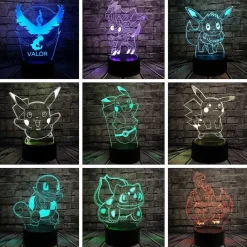 Pkm.store Pokemon Lampen & Nachtlichter-Pokemon Go 3D Led Lampe Mit Farbwechsel (Nachtlicht, Tischlampe)