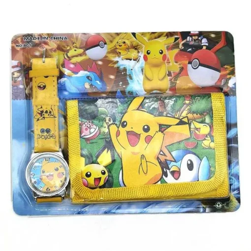 Pkm.store Uhren Und Wecker-Pokemon Kinder Armbanduhr Mit Kinder Portmonee Set