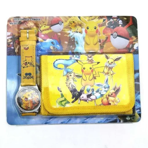 Pkm.store Uhren Und Wecker-Pokemon Kinder Armbanduhr Mit Kinder Portmonee Set