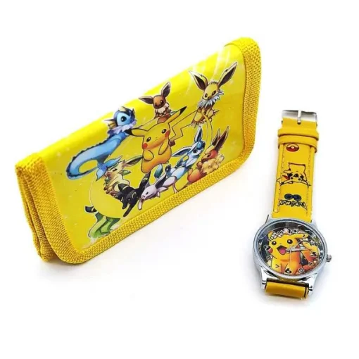 Pkm.store Uhren Und Wecker-Pokemon Kinder Armbanduhr Mit Kinder Portmonee Set