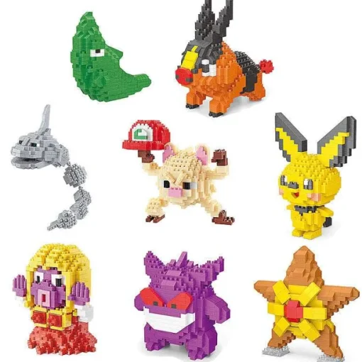 Pkm.store Pokemon Bausteine-Pokemon Klemm-Baustein Figuren: Sterndu, Gengar, Pikachu, Floink, Kussilla, Rossana, Menki,