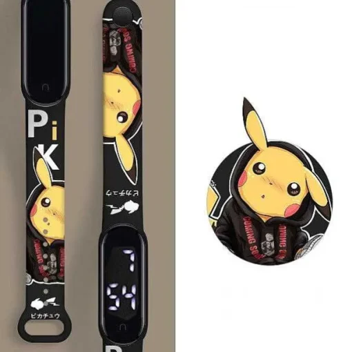 Pkm.store Uhren Und Wecker-Pokemon Pikachu Elektronische Armbanduhr Mit Digital Anzeige