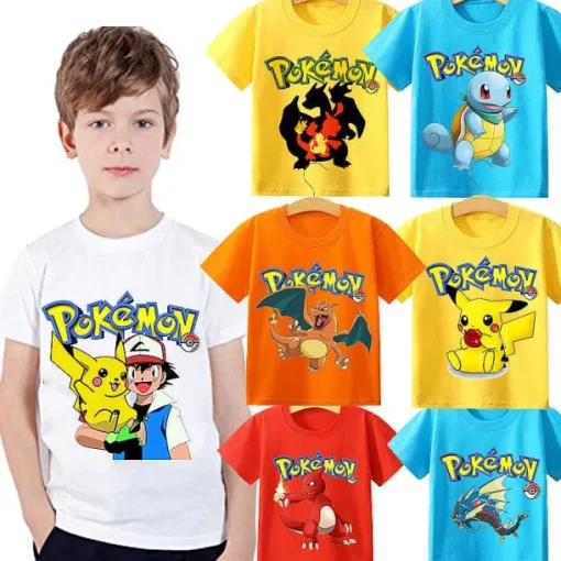 Pkm.store Sommer-Pokemon Pikachu Kinder Sommer T-Shirts In Vielen Motiven Und Grosen
