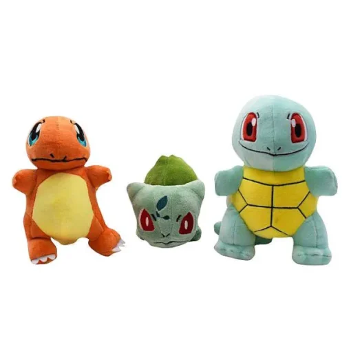 Pkm.store Pokemon Kuscheltiere-Pokemon Plusch Set (3 Stofftiere - Bulbasaur, Squirtle, Charmander)
