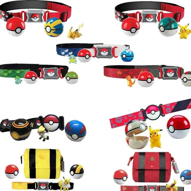 Pkm.store Pokemon Spielzeug-Pokemon Poke Ball Gurtel Mit 2X Pokeball Und 1X Figur