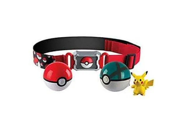 Pkm.store Pokemon Spielzeug-Pokemon Poke Ball Gurtel Mit 2X Pokeball Und 1X Figur