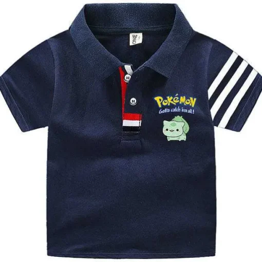Pkm.store Sommer-Pokemon Polo Shirts Fur Kinder Mit Vielen Verschiedenen Motiven Fur Den Sommer