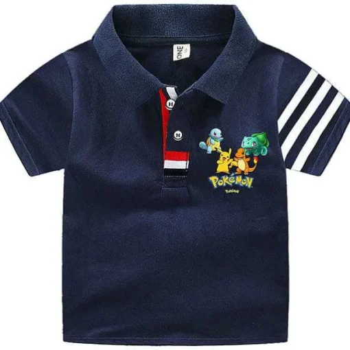 Pkm.store Sommer-Pokemon Polo Shirts Fur Kinder Mit Vielen Verschiedenen Motiven Fur Den Sommer