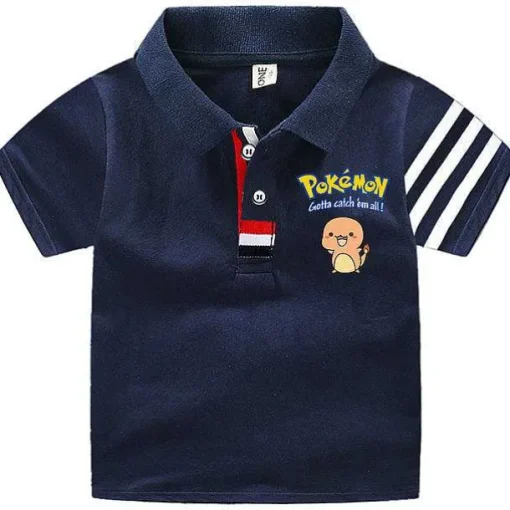 Pkm.store Sommer-Pokemon Polo Shirts Fur Kinder Mit Vielen Verschiedenen Motiven Fur Den Sommer