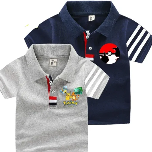 Pkm.store Sommer-Pokemon Polo Shirts Fur Kinder Mit Vielen Verschiedenen Motiven Fur Den Sommer