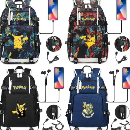 Pkm.store Rucksäcke & Taschen-Pokemon Rucksack Mit Usb - Ideal Fur Laptops