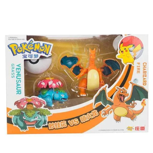 Pkm.store Pokemon Spielzeug-Pokemon Spielzeug Set Mit 2X Figur Und 2X Pokeball (Verschiedene Motive Zur Wahl)