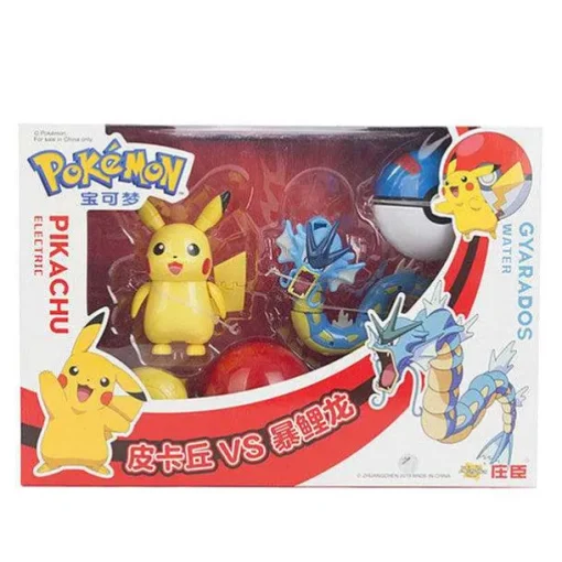 Pkm.store Pokemon Spielzeug-Pokemon Spielzeug Set Mit 2X Figur Und 2X Pokeball (Verschiedene Motive Zur Wahl)
