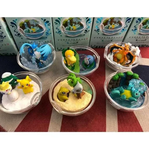 Pkm.store Pokemon Figuren-Pokemon Terrarium Collection Mit Schiggy, Enton, Glurak, Articuno, Cubone, Togepi, Poliwag
