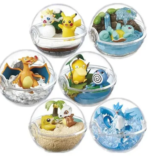 Pkm.store Pokemon Figuren-Pokemon Terrarium Collection Mit Schiggy, Enton, Glurak, Articuno, Cubone, Togepi, Poliwag