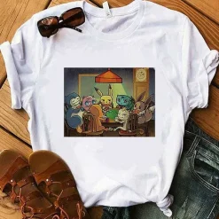 Pkm.store Sommer-Pokemon T-Shirt Fur Frauen / Madchen Snorlax Togepi Squirtle Japanese T-Shirt