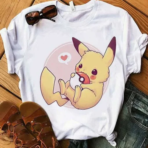 Pkm.store Sommer-Pokemon T-Shirt Fur Frauen / Madchen Snorlax Togepi Squirtle Japanese T-Shirt