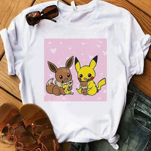 Pkm.store Sommer-Pokemon T-Shirt Fur Frauen / Madchen Snorlax Togepi Squirtle Japanese T-Shirt