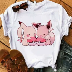 Pkm.store Sommer-Pokemon T-Shirt Fur Frauen / Madchen Snorlax Togepi Squirtle Japanese T-Shirt