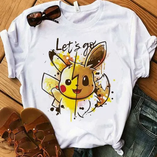 Pkm.store Sommer-Pokemon T-Shirt Fur Frauen / Madchen Snorlax Togepi Squirtle Japanese T-Shirt
