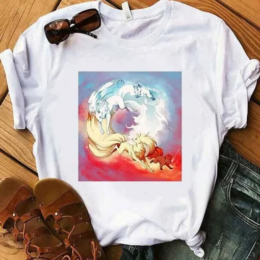 Pkm.store Sommer-Pokemon T-Shirt Fur Frauen / Madchen Snorlax Togepi Squirtle Japanese T-Shirt