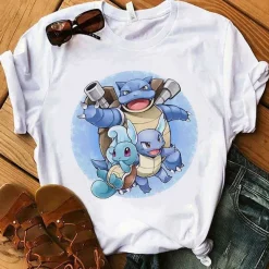 Pkm.store Sommer-Pokemon T-Shirt Fur Frauen / Madchen Snorlax Togepi Squirtle Japanese T-Shirt