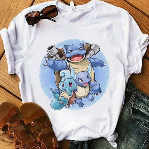 Pkm.store Sommer-Pokemon T-Shirt Fur Frauen / Madchen Snorlax Togepi Squirtle Japanese T-Shirt